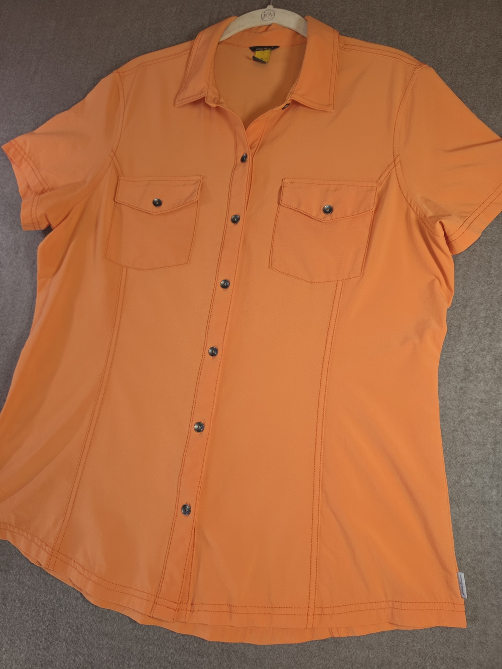 Eddie Bauer Orange Short Sleeve Adventure Top Button Down Lightweight Womens Lg
